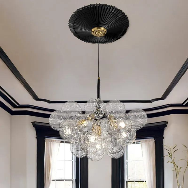 Modern Cluster Sculpture Texture Glass Globe Bubble Chandelier — LightFixturesUSA LED Pendant Lights 6.0W 