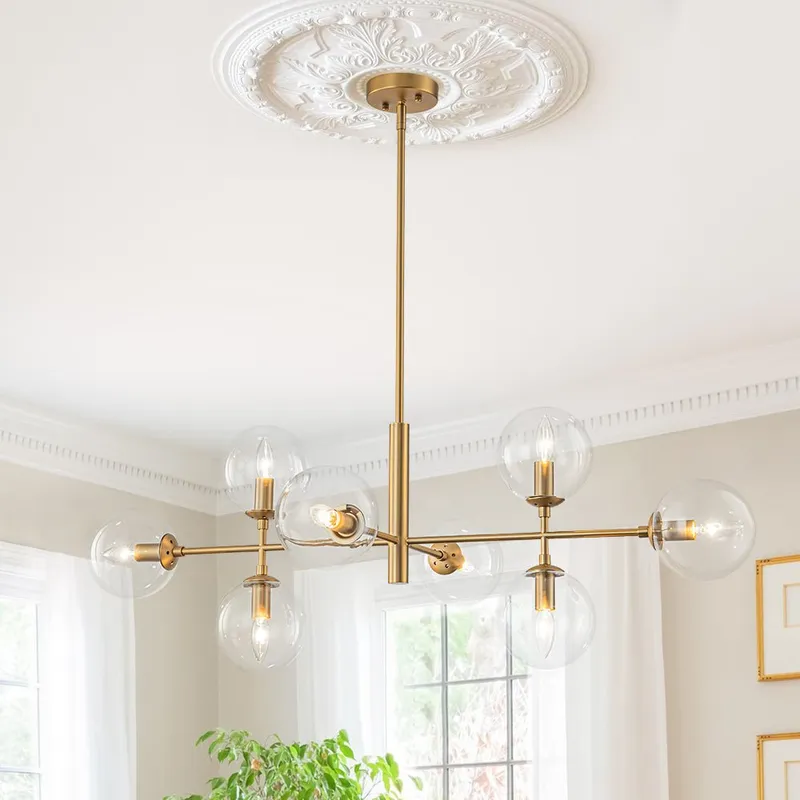 8-Light Linear Sputnik Clear Glass Bubble Chandelier — LightFixturesUSA LED Linear Lights 40.0W 
