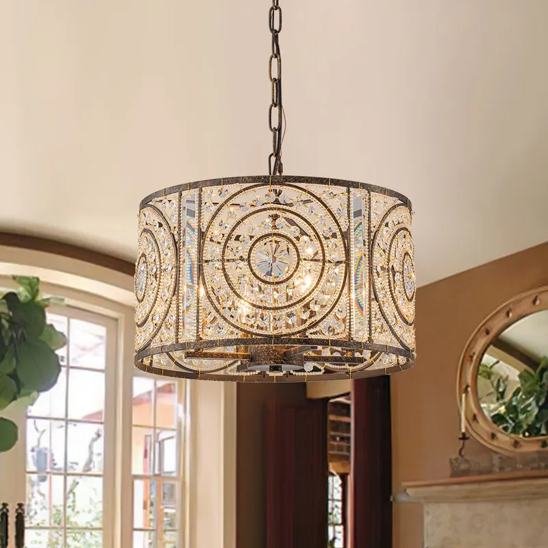 (OpenBox) Luxe Moroccan Antique Crystal Drum Cage Chandelier — LightFixturesUSA LED Pendant Lights 40.0W 