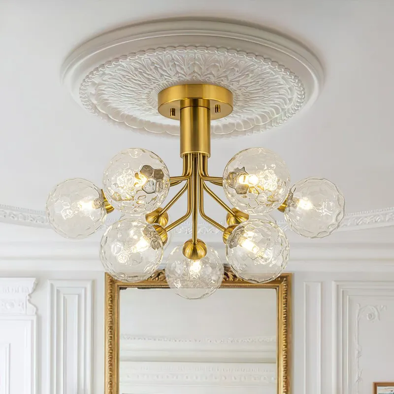 9-Light Bloom Water Glass Globe Tiered Sputnik Ceiling Light — LightFixturesUSA LED Ceiling Lights 5.0W 