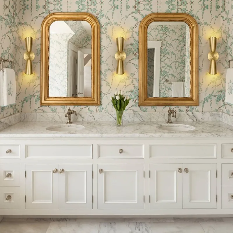 Mid-Century Brushed Brass 2-Light Up Down Dual Cone Wall Lamp — LightFixturesUSA LED Wall Lights 5.0W 