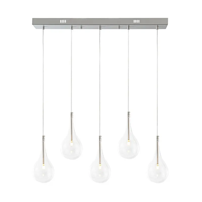 Silver 5-Light Clear Glass Teardrop Linear Island Pendant — LightFixturesUSA LED Linear Lights 3.0W 