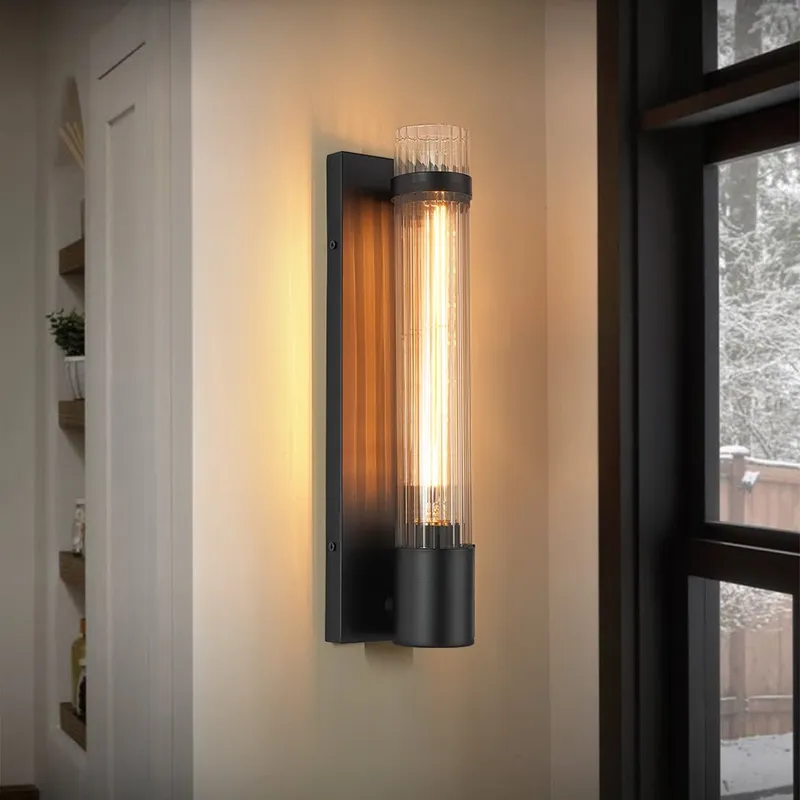 Industrial Black Reeded Glass Linear Tube Wall Light — LightFixturesUSA LED Linear Lights 60.0W 