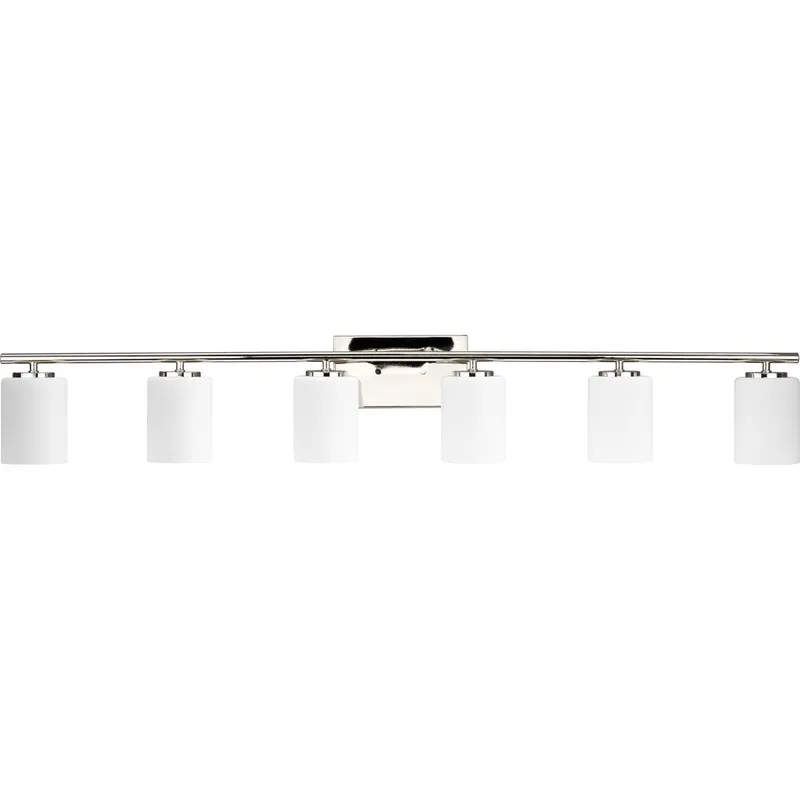 Replay Collection Six-Light Etched White Glass Bath Vanity Light — Progress Lighting LED Wall Lights  