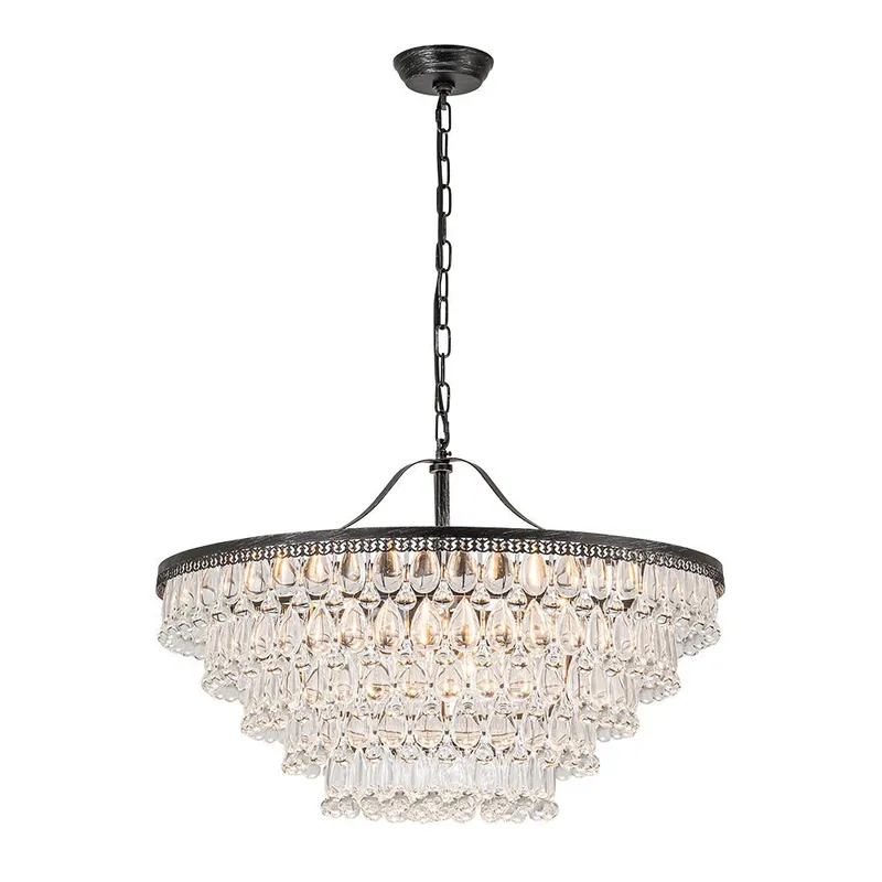 Luxury Glam Tiered Crystal Raindrop Round Chandelier — LightFixturesUSA LED Pendant Lights 25.0W 