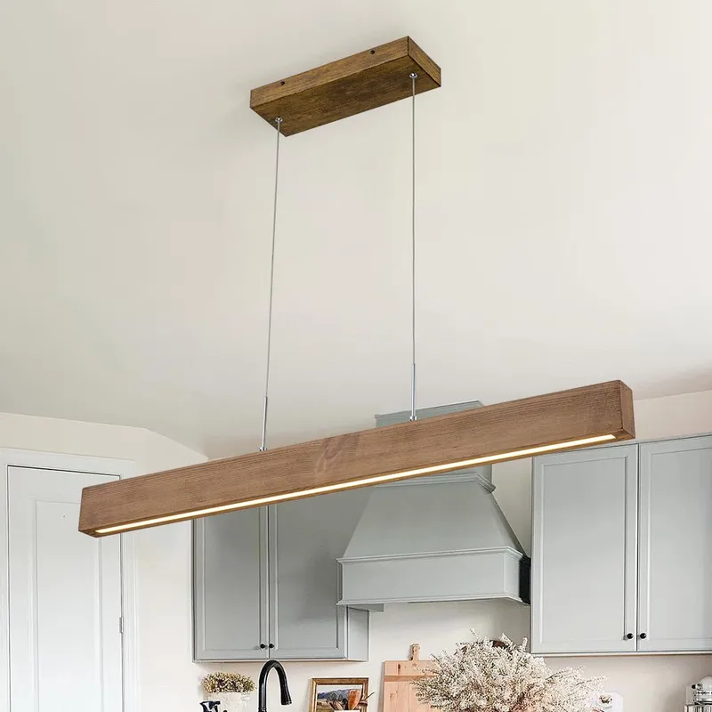 (OpenBox) 1-Light Modern Minimalist LED Wood Linear Chandelier — LightFixturesUSA LED Linear Lights 20.0W 3000K