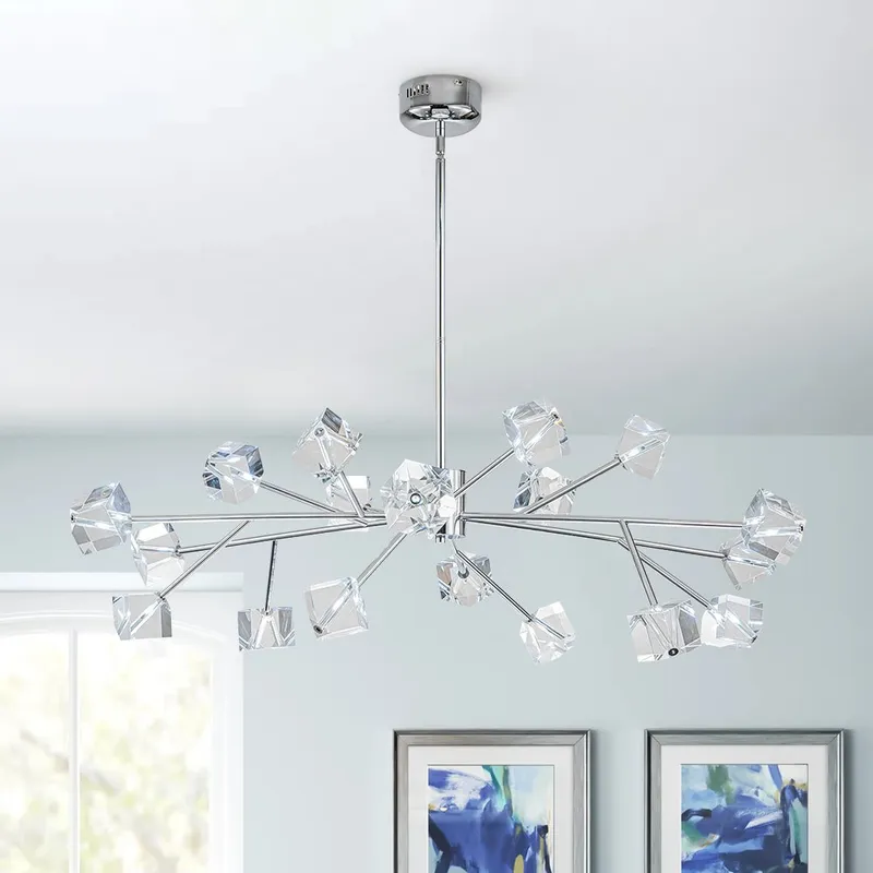 (OpenBox) Modern Mid-century Glam Branch Crystal Sputnik Chandelier — LightFixturesUSA LED Pendant Lights 20.0W 