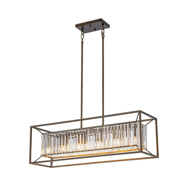 Vintage Italy Glam Crystal Rectangular Linear Chandelier — LightFixturesUSA LED Linear Lights 60.0W 