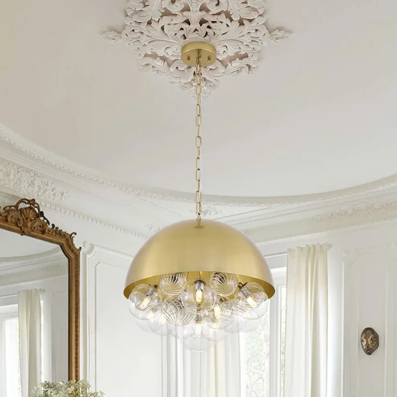 Designer Cluster Glass Globe Metal Dome Pendant Light — LightFixturesUSA LED Pendant Lights 5.0W 