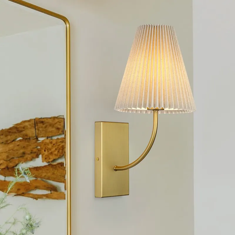 French Elegant 1-Light Pleated Fabric Wall Lamp — LightFixturesUSA LED Wall Lights 60.0W 