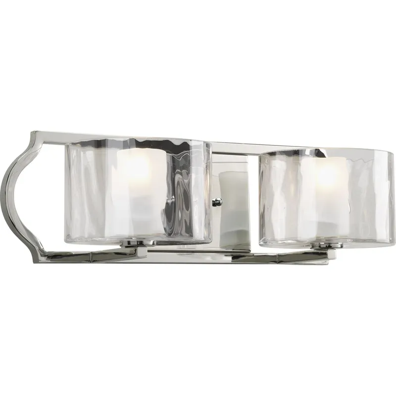 Caress Collection Two-Light Clear Water Glass Bath Vanity Light — Progress Lighting LED Wall Lights  