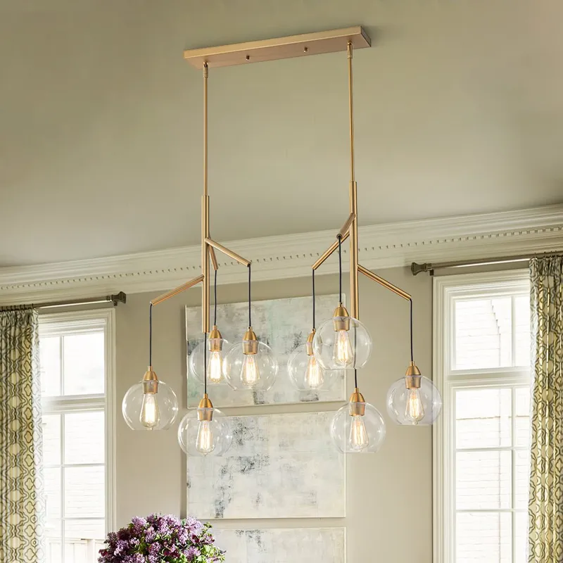8-Light Branch Draped Glass Bubble Island Double Chandelier — LightFixturesUSA LED Pendant Lights 60.0W 