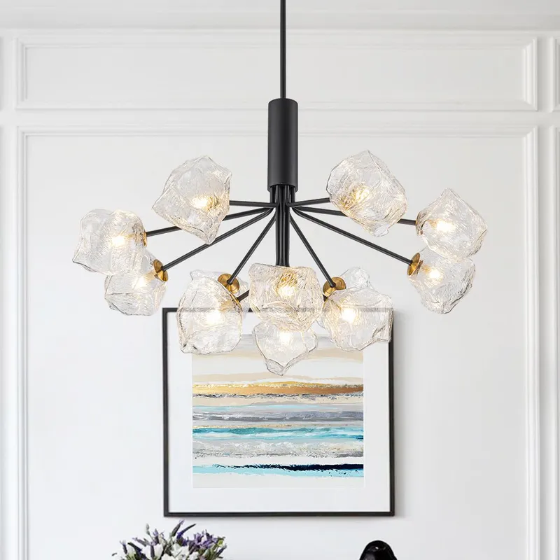 Funky Eclectic Frozen Icy Style Black Sputnik Chandelier — LightFixturesUSA LED Pendant Lights 25.0W 