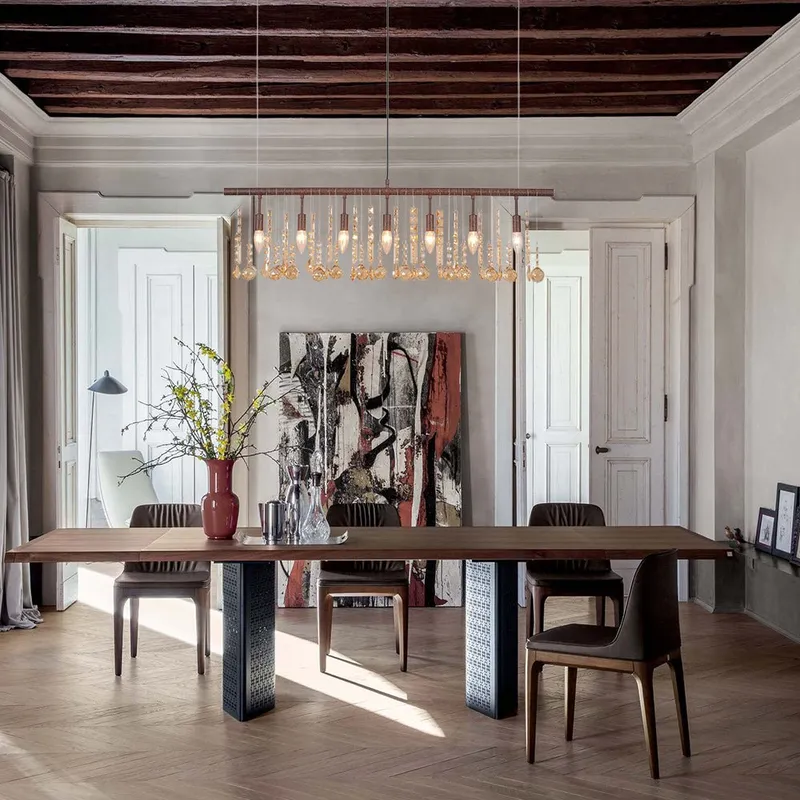 Italy Vintage Luxe Draped Amber Crystal Linear Chandelier — LightFixturesUSA LED Linear Lights 40.0W 