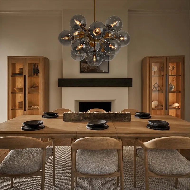 Glam Dark Pearl Sputnik Smoked Glass Bubble Chandelier Light Fixture — LightFixturesUSA LED Pendant Lights 40.0W 