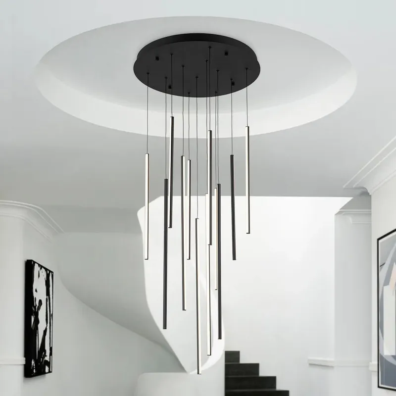 (OpenBox) Modern 12-Light Black Cluster Tube LED Pendant Light — LightFixturesUSA LED Pendant Lights 116.0W 3000K