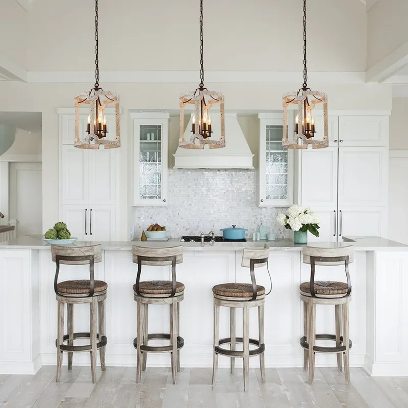(OpenBox) Farmhouse Wood Cylinder Pendant Light — LightFixturesUSA LED Pendant Lights 40.0W 
