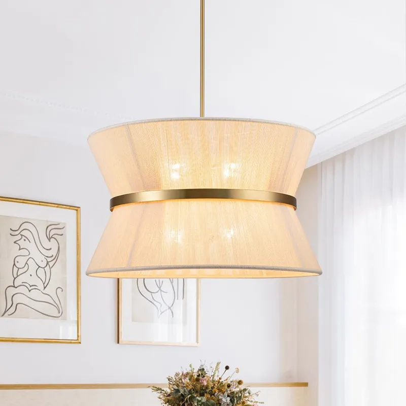 (OpenBox) Boho 2-Tier Woven Thread Tapered Drum Pendant Light — LightFixturesUSA LED Linear Lights 40.0W 