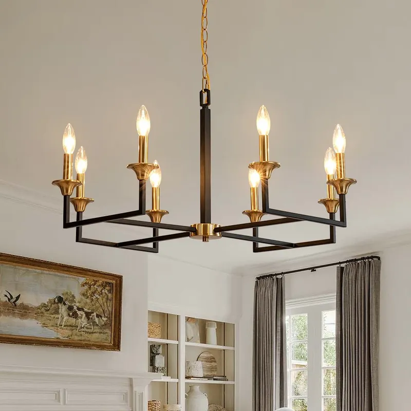French Modern Iron 8-Light Candle Chandelier — LightFixturesUSA LED Pendant Lights 60.0W 