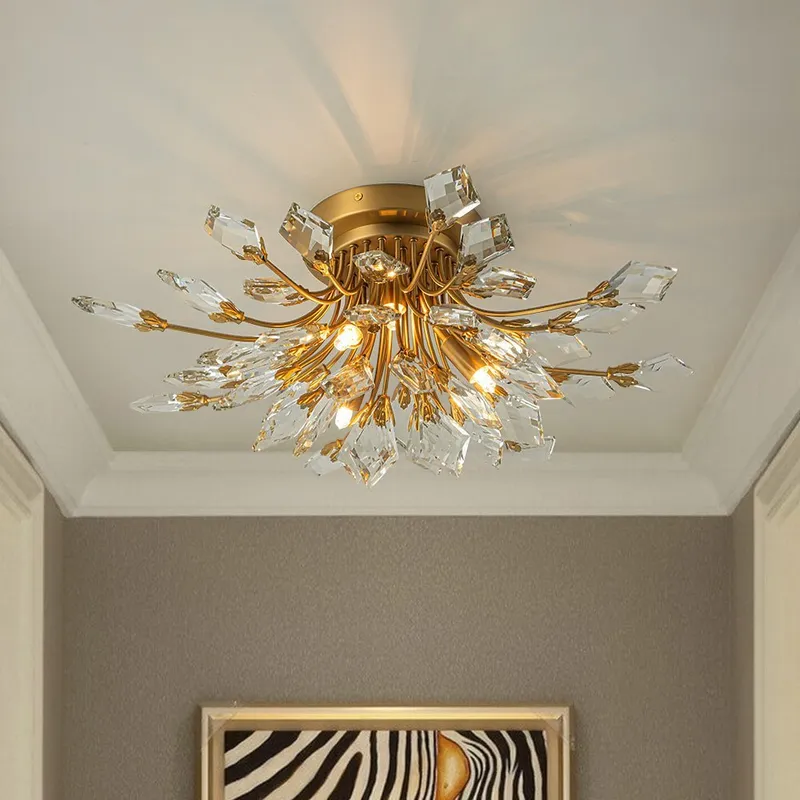 (OpenBox) 4-Light Bloom Crystal Leaf Semi Flush Mount Light — LightFixturesUSA LED Ceiling Lights 40.0W 