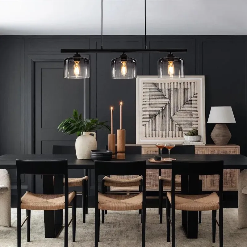 Contemporary 3-Light Gradual Smoked Glass Island Chandelier — LightFixturesUSA LED Pendant Lights 40.0W 