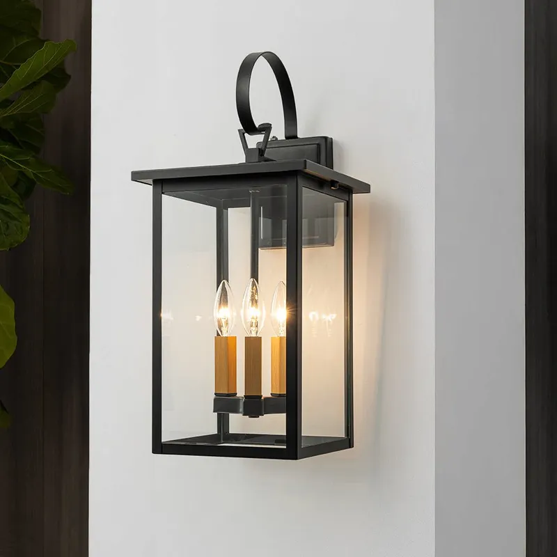 IP23 Farmhouse Square Lantern Outdoor Wall Sconce — LightFixturesUSA LED Wall Lights 40.0W 
