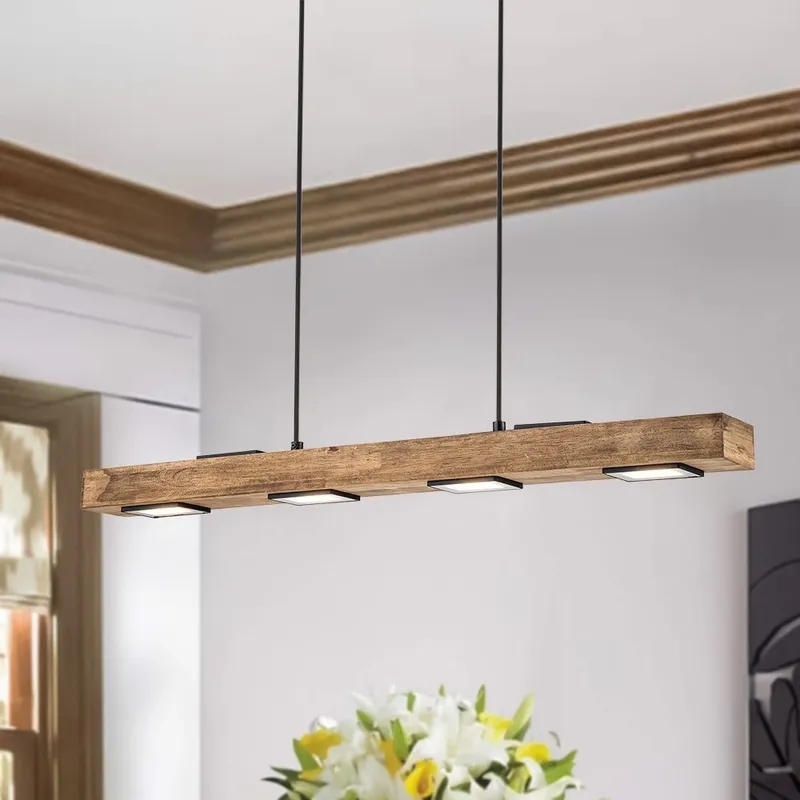 (OpenBox) Dimmable LED Linear Oak Wood Kitchen Island Pendant — LightFixturesUSA LED Linear Lights 5.0W 3000K