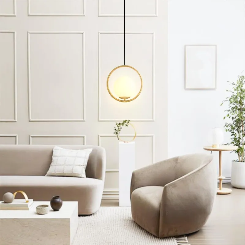(OpenBox) Modern 1-ring Globe Pendant Light — LightFixturesUSA LED Pendant Lights 40.0W 