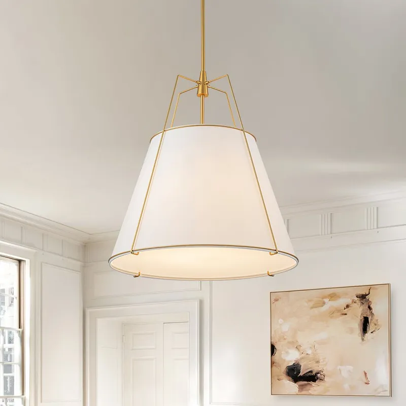Modern Fabric Conical Drum Cage Pendant Light — LightFixturesUSA LED Pendant Lights 40.0W 