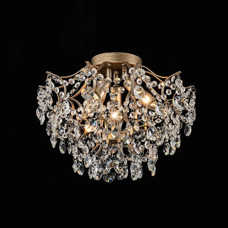 Glam Bloom Draped Crystal Accented Semi Flush Mount — LightFixturesUSA LED Ceiling Lights 40.0W 
