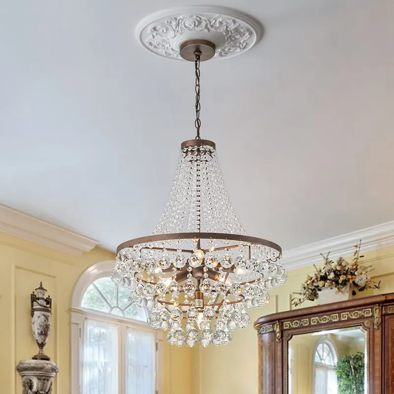 Vintage Luxury Antique Bronze Crystal Empire Chandelier — LightFixturesUSA LED Pendant Lights 40.0W 