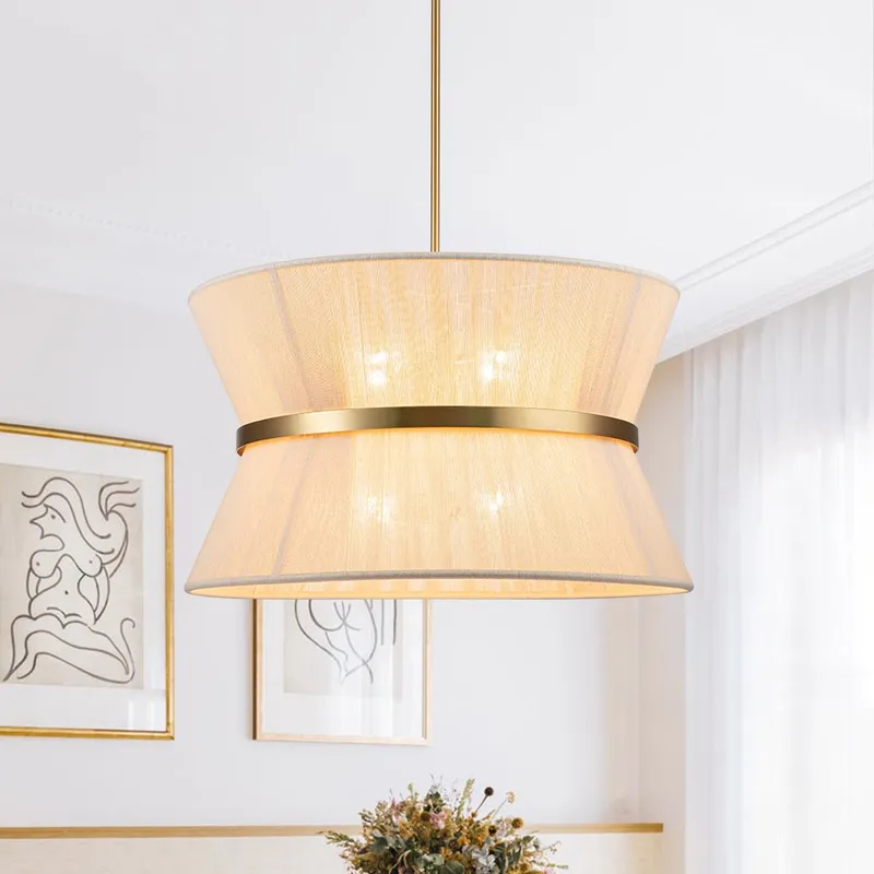 Boho 2-Tier Woven Thread Tapered Drum Pendant Light — LightFixturesUSA LED Linear Lights 40.0W 