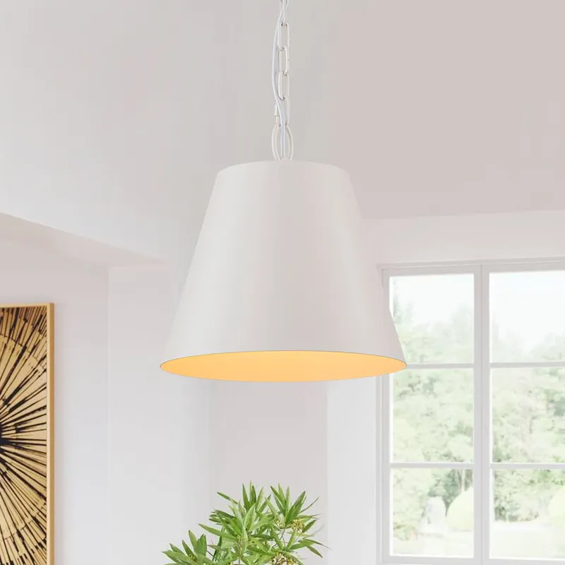 Scandinavian 1-Light Geometric White Kitchen Pendant Light — LightFixturesUSA LED Pendant Lights 60.0W 