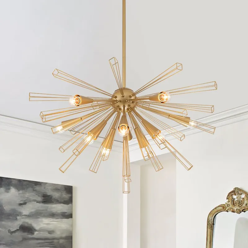 (OpenBox) 10-Light Geometric Sputnik Sunburst Chandelier — LightFixturesUSA LED Pendant Lights 25.0W 