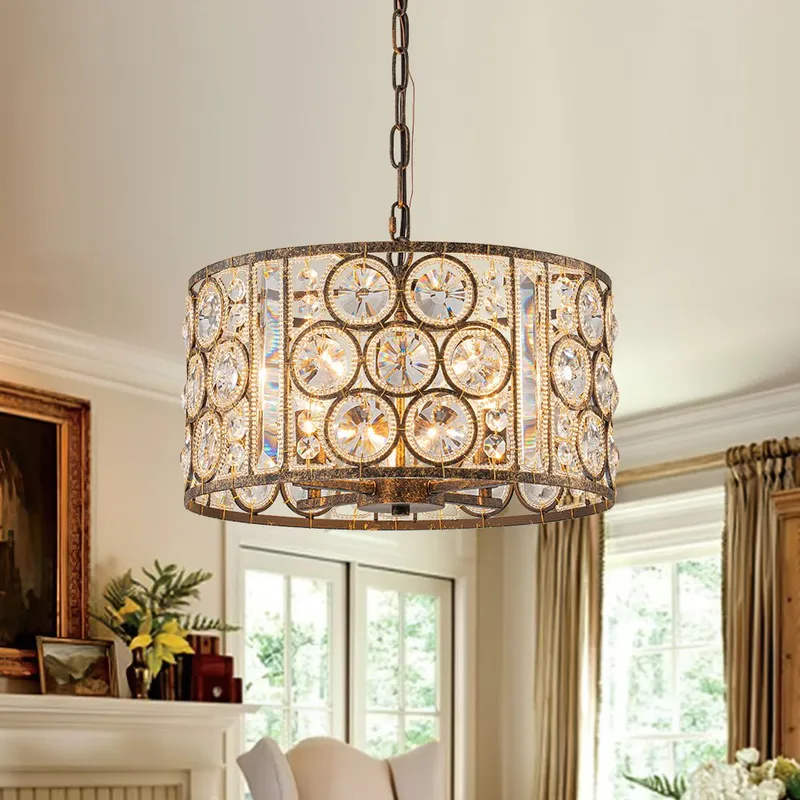 Moroccan Glam Vintage Crystal Drum Lantern Pendant — LightFixturesUSA LED Pendant Lights 40.0W 