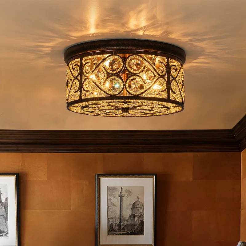 Moroccan Antique Crystal Drum Flush Mount Ceiling Light — LightFixturesUSA LED Ceiling Lights 40.0W 