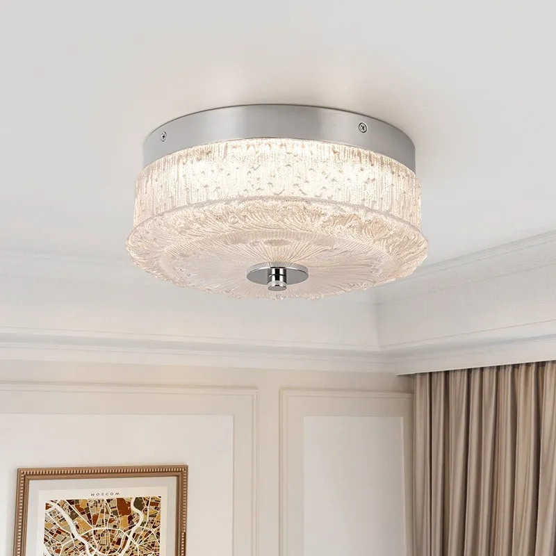 Decorative Clear Glazed Glass Round LED Ceiling Light — LightFixturesUSA LED Ceiling Lights 15.0W 3000K