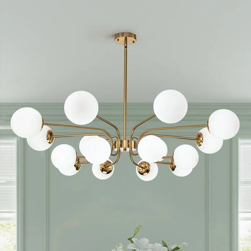 16-Light Frosted Glass Globe Bubble Sputnik Chandelier — LightFixturesUSA LED Pendant Lights 25.0W 