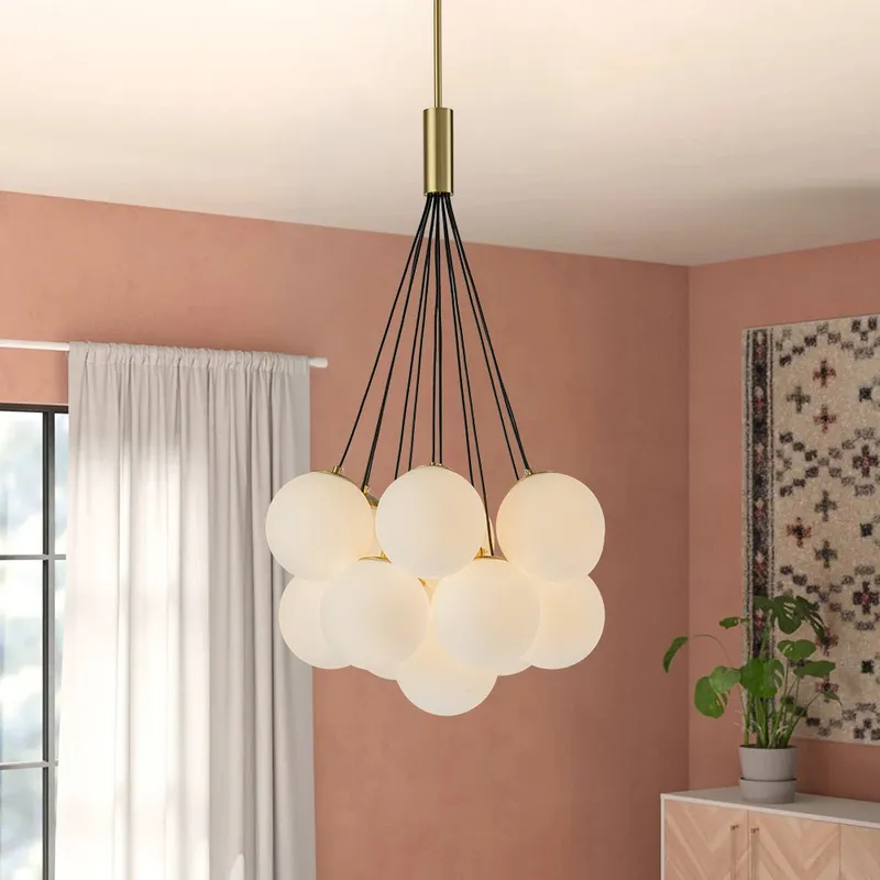 Cloud Style Opal Glass Cluster Bubble Chandelier Pendant Light — LightFixturesUSA LED Pendant Lights 25.0W 