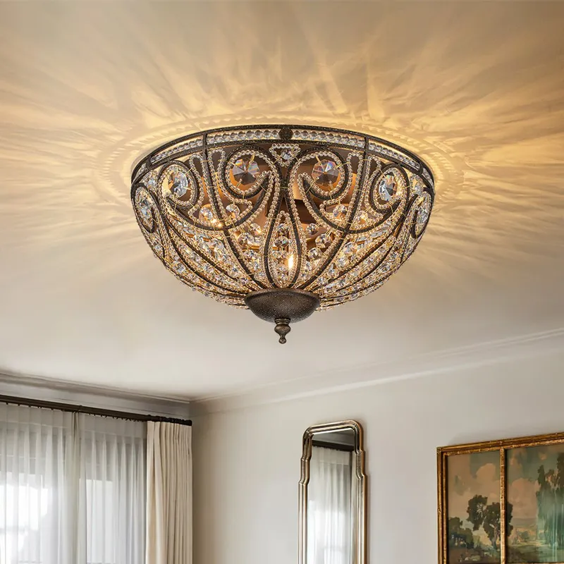 Luxe Moroccan Antique Bronze Crystal Ceiling Light — LightFixturesUSA LED Ceiling Lights 40.0W 