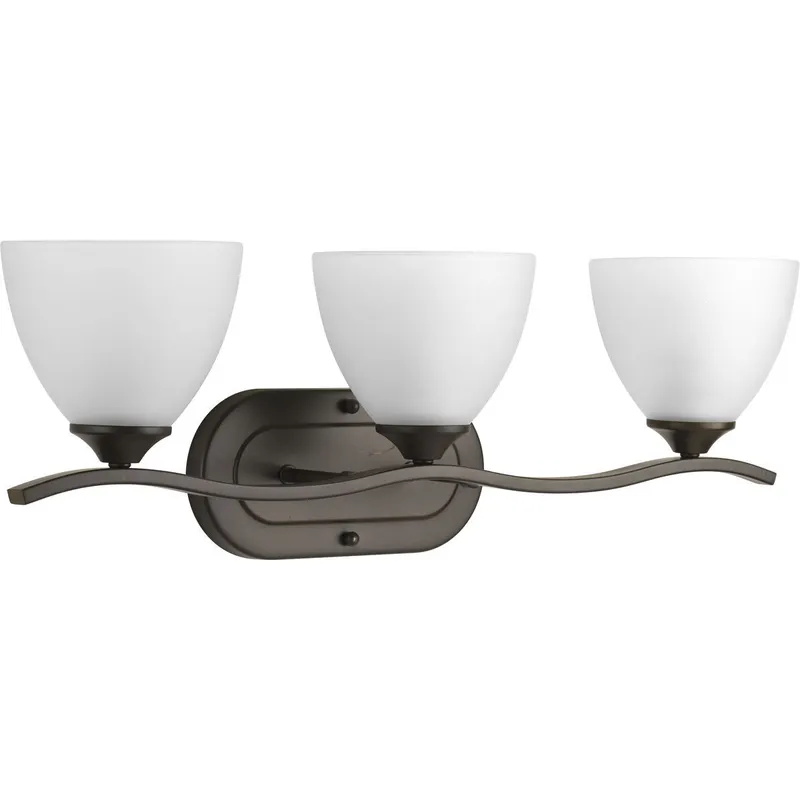 Laird Collection Three-Light Etched Glass Bath Vanity Light — Progress Lighting LED Wall Lights  