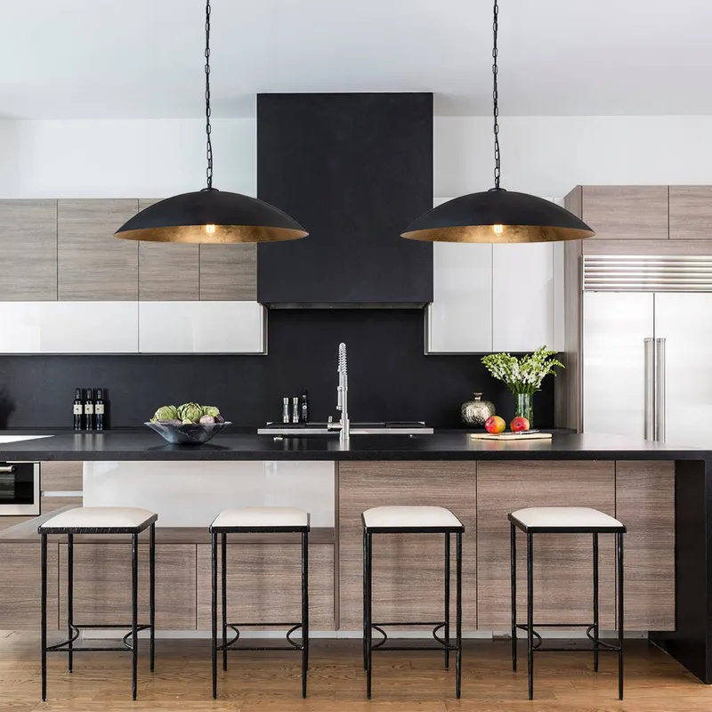 Vintage Oversized Flat Dome Metal Pendant Light — LightFixturesUSA LED Pendant Lights 60.0W 