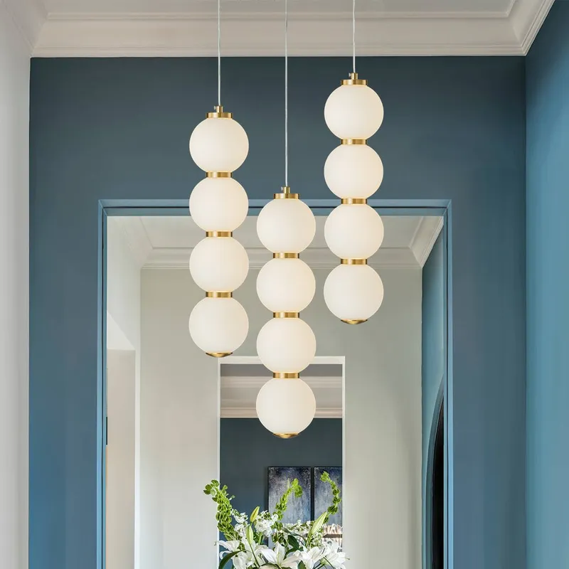 4-Light LED Frosted Glass Strand Globe Pendant Light — LightFixturesUSA LED Pendant Lights 12.0W 3000K