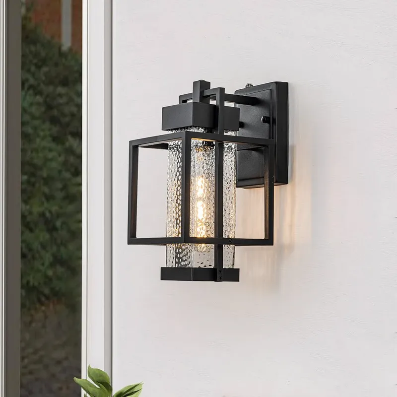 IP23 Black Waterproof 1-Light Square Cage Outdoor Wall Sconce — LightFixturesUSA LED Wall Lights 60.0W 