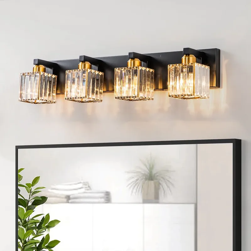 Modern Glam Crystal Bathroom Vanity Wall Lamp — LightFixturesUSA LED Wall Lights 40.0W 