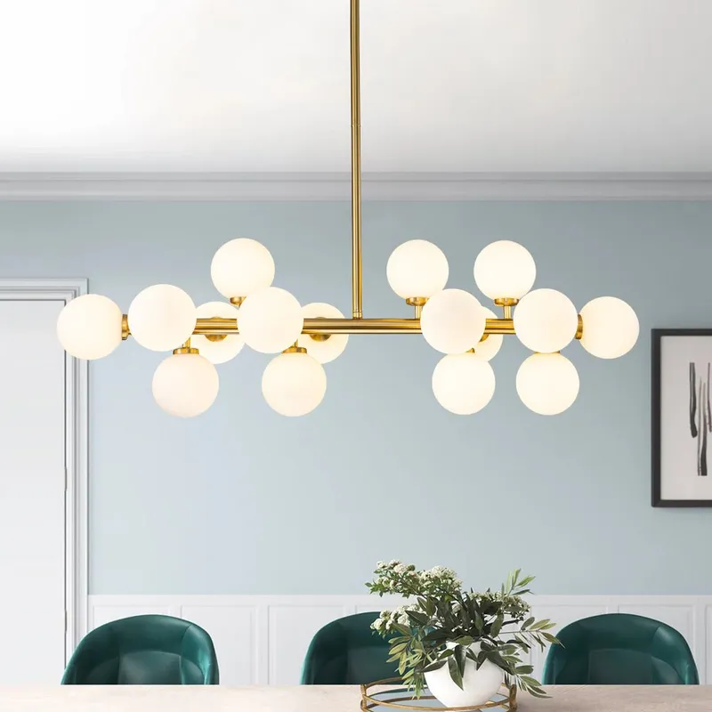 16-Light Milky White Glass Globe Linear Sputnik Chandelier — LightFixturesUSA LED Linear Lights 5.0W 