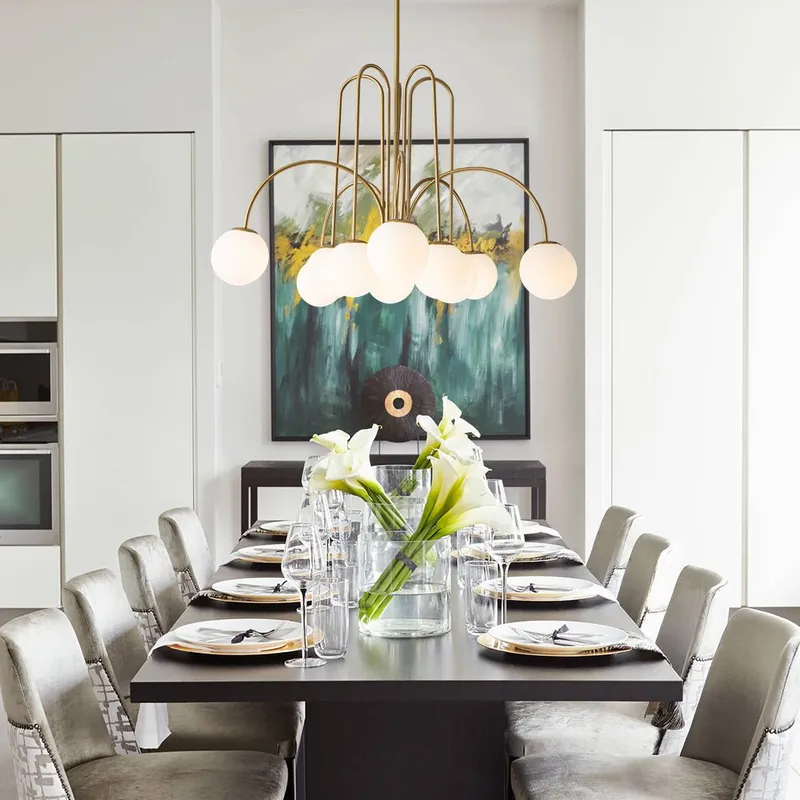 10-Light Frosted Glass Globe Bubble Chandelier — LightFixturesUSA LED Pendant Lights 25.0W 