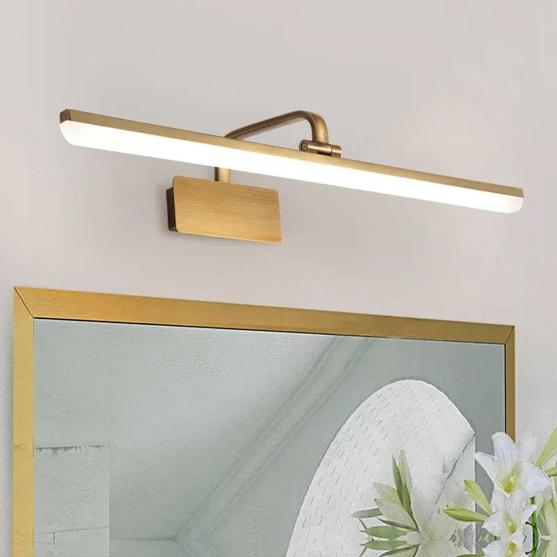 1-Light Brass Linear LED Vanity Light Picture Sconce — LightFixturesUSA LED Linear Lights 12.0W 3000K