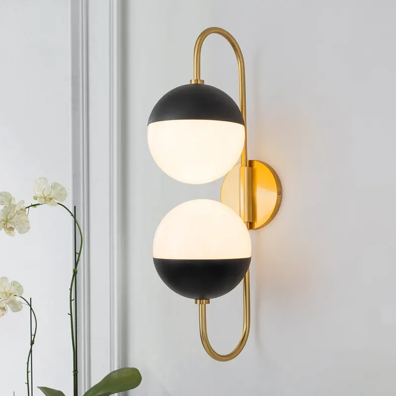 Modern 2-Light Double Goose Arm Globe Wall Sconce — LightFixturesUSA LED Wall Lights 40.0W 