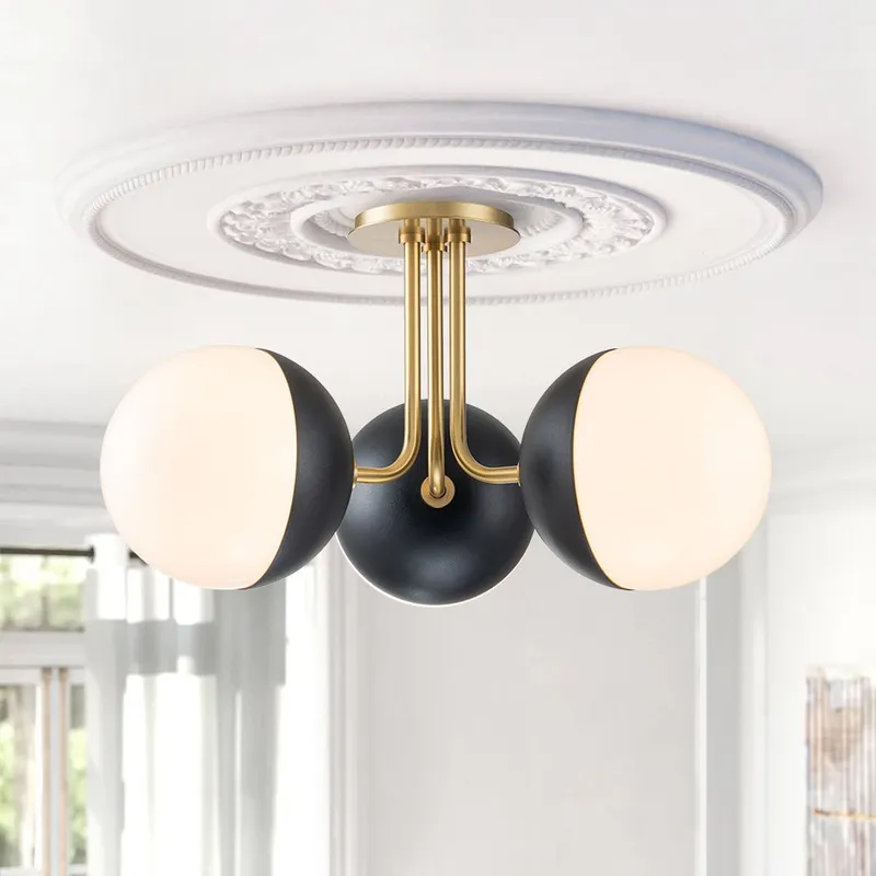 Modern 3-Light Milky Glass Globe Ceiling Light — LightFixturesUSA LED Ceiling Lights 40.0W 